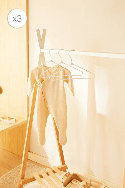 Ocean Home Textile 3-dijelni metalni držač za bebi odeću presvučen belom tkan...