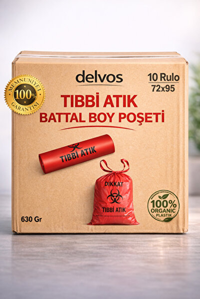 naft 10 Rulo Tıbbi Atık Çöp Poşeti Battal Boy 630 gr (1 KOLİ) 72x95 Çöp Torbası