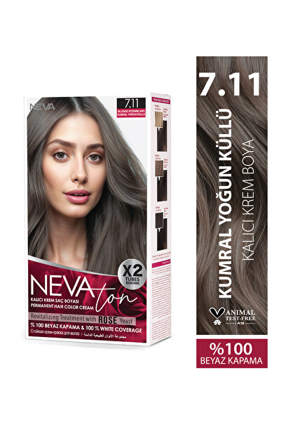 Nevaton 7.11 KUMRAL YOĞUN KÜLLÜ Kalıcı Krem Saç Boyası Seti (X2)