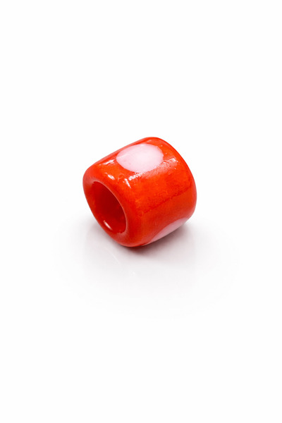 Defne Silver Red Cylinder Murano Glass Charm