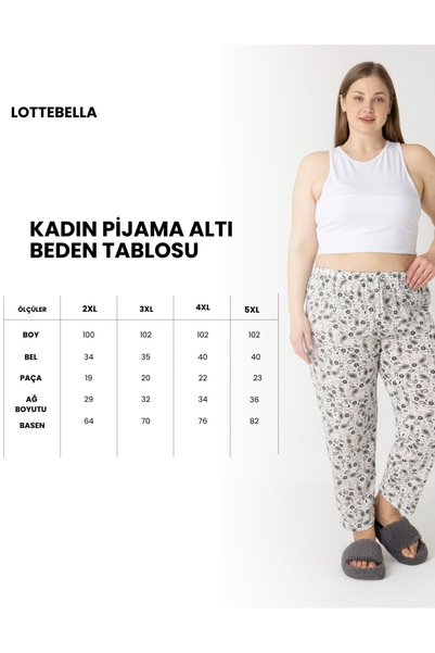 LOTTEBELLA Large Size Cotton Pack Thin Breathable Fabric D Patterned Pajama Bottoms