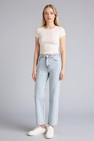 DeFacto Удобни дънки с права кройка, висока талия и дължина до глезена (26 SP)