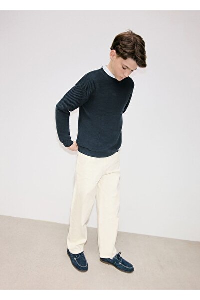 MANGO Kids Düz kesimli pamuklu jean pantolon