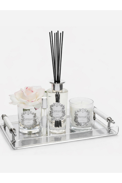 LITIQUE CAM GÜMÜŞ LÜKS SET-PLEKSİ PİRİNÇ TEPSİ