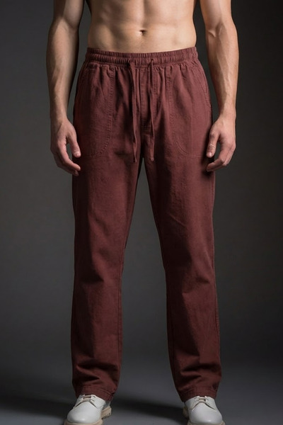 COMBİNE MİCHAİL Pantaloni casual pentru bărbați wide-leg Kiremit in