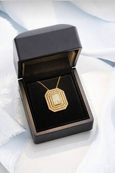 ÇEKİRDEK JEWELRY 925 Ayar Gümüş Baget Taşlı Geometrik Kolye – Işıltılı Zarif ...