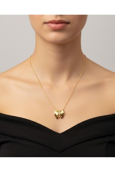 aurora dükkan Steel Gold Bar Chain Necklace