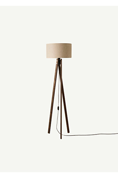 Bella Maison Bella Ahşap Lambader Beyaz-Ceviz (40x40x125 cm)