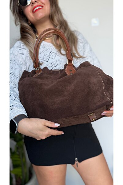 Tuvita Collection Bodrum %100 Gerçek Süet Deri El Yapımı Kahverengi Taba Büyü...