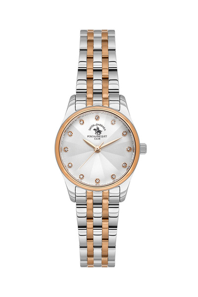 Santa Barbara Polo & Racquet Club Unique Silver and Rose Gold Stainless Steel...