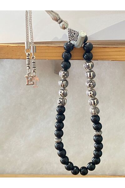 Lio20 Tesbih Oniks Taşı İsim ve Soyisimli Kişiye Özel Doğal Şık Hediyelik Tes...