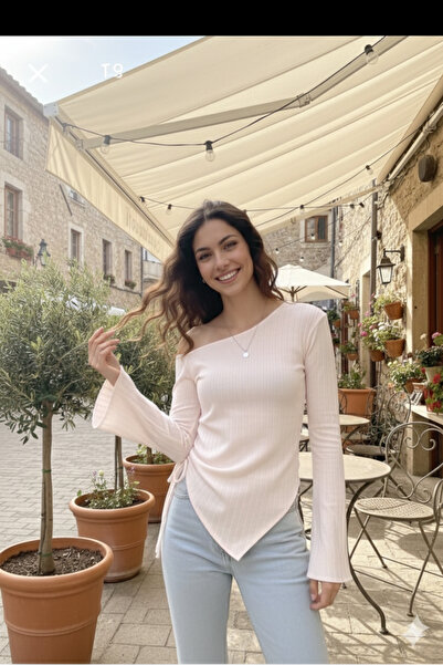 mehbare TOP ELEGANT CU MÂNECĂ LUNGĂ ȘI TIV ASIMETRIC, BLUZĂ FLEXIBILĂ CU ȘNUR...