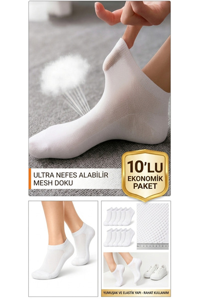 DERMİNA „10 párů bílých ponožek do bot pro ženy, muži – bavlna, prodyšné, pro...