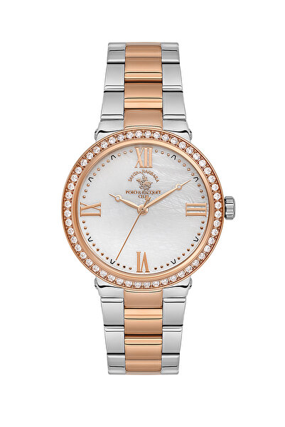 Santa Barbara Polo & Racquet Club Unique Silver and Rose Gold Stainless Steel...