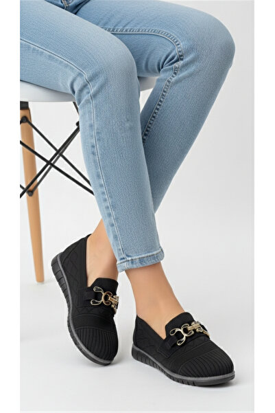 Tamdabu Ayakkabı Ortopedik Tabanlı Günlük Kadın Triko Loafer Anne Ayakkabısı