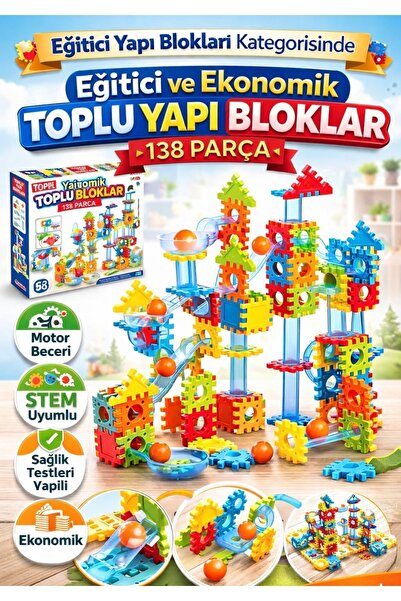 Sayıcı Kids Eğitici ve Ekonomik Toplu Yapı Blokları 138 Parça – STEM Oyuncak,...