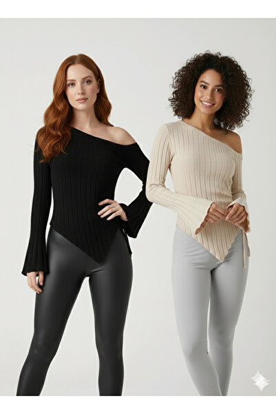 Lufthimm 2 τεμάχια μαύρο, μπεζ ΚΟΜΜΟΥΤΙΚΟ ΜΠΛΟΥΖΑ ΜΕ ΣΤΡΟΓΓΥΛΟ ΣΧΕΔΙΟ ΜΕ ΕΛΑΣ...