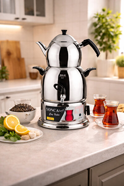 Lines Yonca Keyi̇f Electric Steel Samovah 4 Lt Bakelite Handle Black