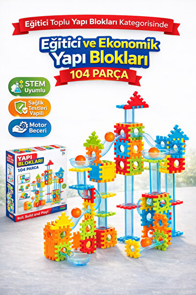 Sayıcı Kids Eğitici ve Ekonomik Toplu Yapı Blokları 104 Parça – STEM Oyuncak,...