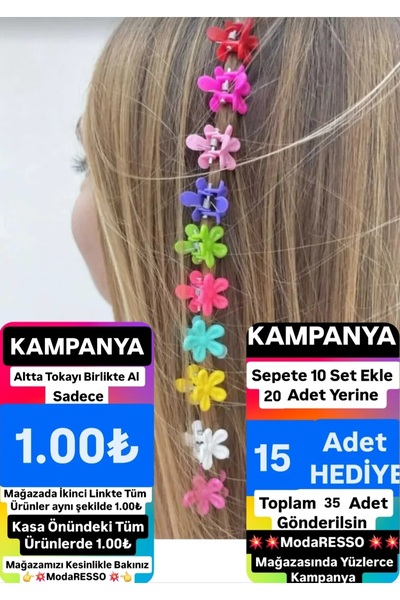 ModaRESSO Kırılmaz 2 Adet Mini Renkli Çiçek Mandal Saç Tokası