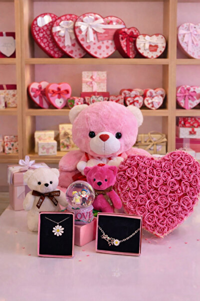 elovya Sevgiliye hediye arakadaşa hediye Büyük peluş 2 adet küçük peluş bilek...