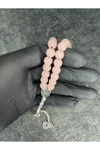 Mos Tespih Pink Glass Beads Natural Stone Rosary