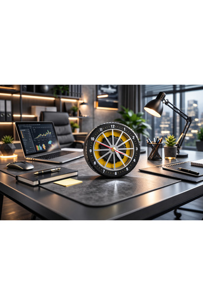 SONMEZSTORE 3D BASKI SPOR ARABA LASTİK ve FREN DİSKLİ MASA-DUVAR SAATİ ( 18x1...