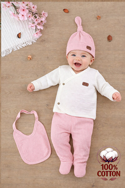 Sitilin Baby Girl White Natural 100% Cotton Fabric 5 Piece Hospital Discharge...