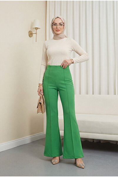 HİJABAYA Spanish Style Lycra Trousers with Elastic Waistband