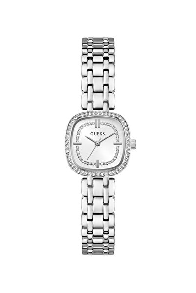 Guess Ladies Silver Tone Square Analog Watch
