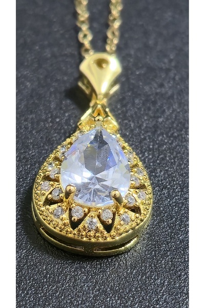 stainles steel Zirkon Taşlı Paslanmaz Çelik Kolye