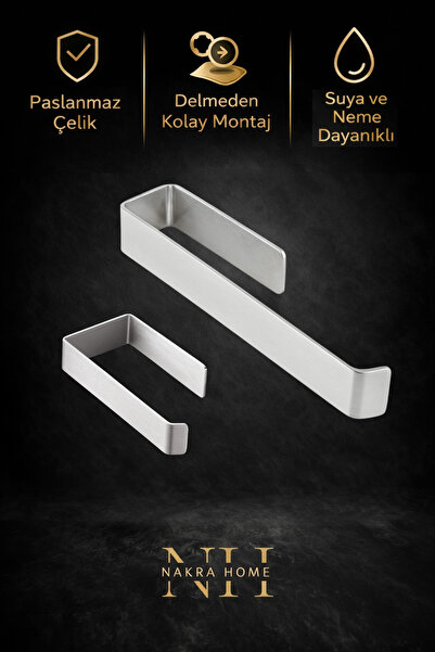 NAKRA HOME Paslanmaz Çelik Yapışkanlı Havlu & Tuvalet Kağıdı Askılığı Seti | ...