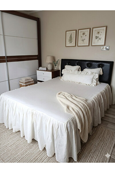 Kubrahobi Çeyizlik El yapımı 160 x 200 çift kişilik fırfırlı çarşaf 3 adet ya...