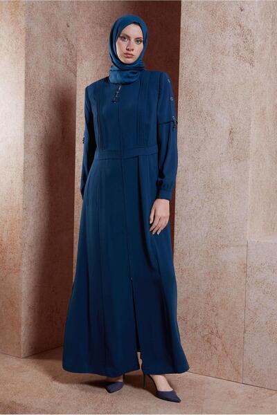 TRENDTESETTÜR KADIN LACİVERT (İNDİGO) KUŞGÖZÜ DETAYLI PARDESÜ T 10382