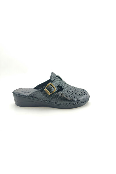 Women's Leather Orthopedic Heel Spur Sabo Slippers Y1000 BLACK