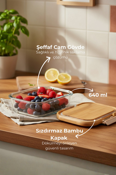 Bambum Satina Lockable Glass Storage Container 640 ml