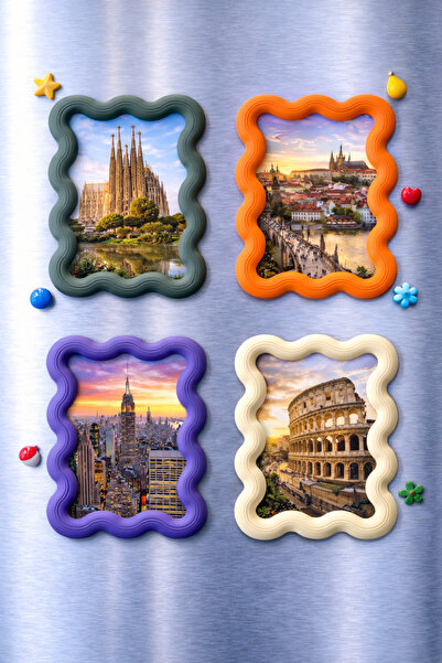 BitByteBrick 4'lü Set Mini Çerçeve Buzdolabı Magneti