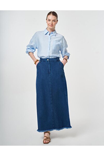 Kayra تنورة دينيم مطرزة بتصميم تيفسيتيميلي مع غسيل سوبر ستون