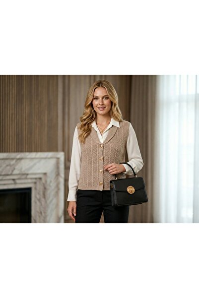 mamizya Hair Braided Button Detail Tricoted Women's Stylish Vest