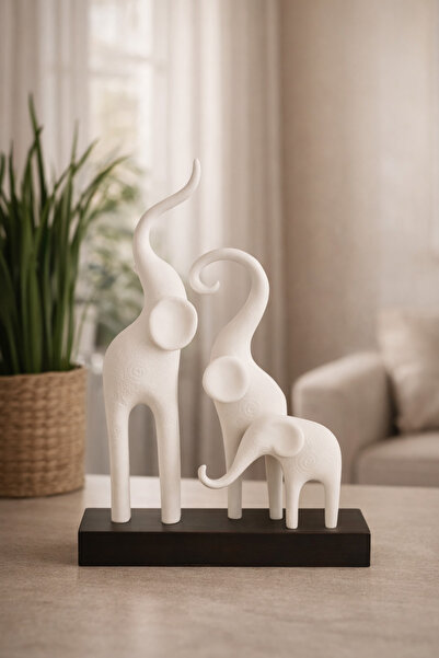 Baalaa Modern Dekoratif 3’lü Fil Biblo Seti | Minimalist Salon & Ofis Masa Üs...