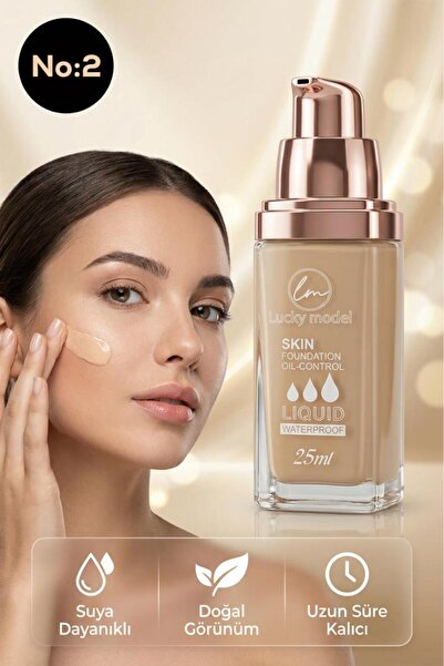 MUJGAN Yüksek Kapatıcılı, Parlama Önleyici, Suya Dayanıklı Likit Fondöten NO:2