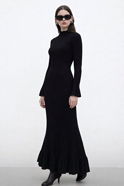 TOFAN TRİKO Rochie de damă cu detalii FIRFIR, croială tip pește, din țesătură...