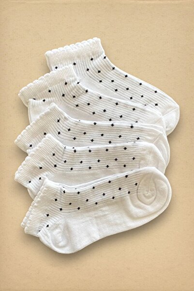 Esinti 5 чифта дамски чорапи с дължина до глезена, с бял десен, комплект от 5...