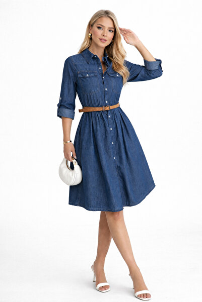 kikiriktekstil 10944 Rochie scurtă din denim pentru femei, 100% bumbac, cu de...