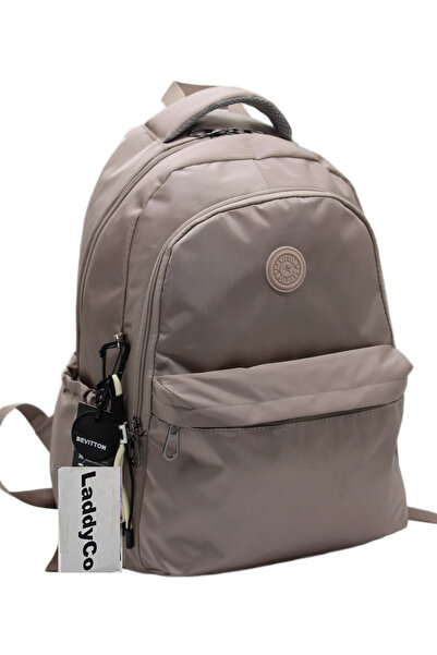Bevitton Saten Suya Dayanıklı Kumaş Unisex Siyah Okul Sırt Çantası 2200 Vizon