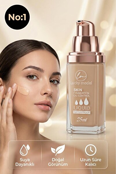 MUJGAN Yüksek Kapatıcılı, Parlama Önleyici, Suya Dayanıklı Likit Fondöten NO:1