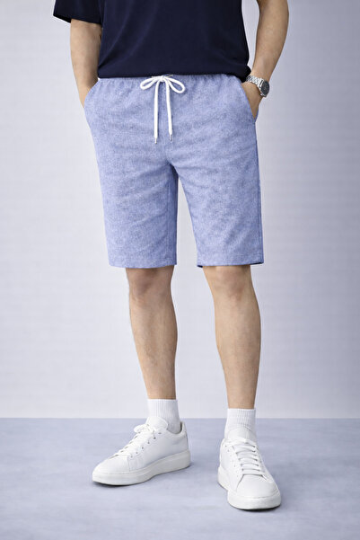 inpool Ανδρικό καλοκαιρινό βαμβακερό λινό ελαστικό σορτς τσέπης μέσης & βερμούδα