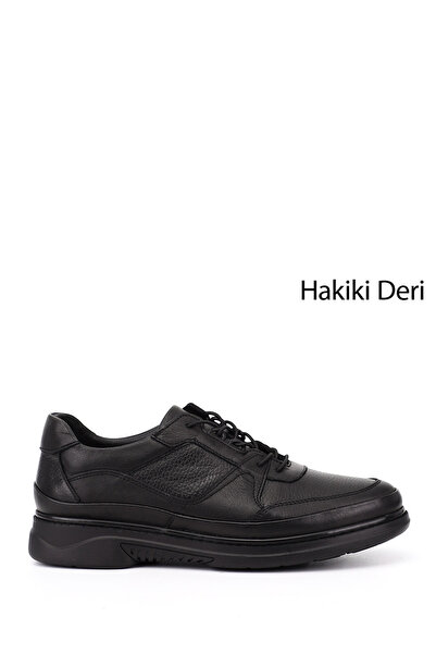GÖNDERİ(R) Men's Black Lace-Up Genuine Leather Comfort Shoes