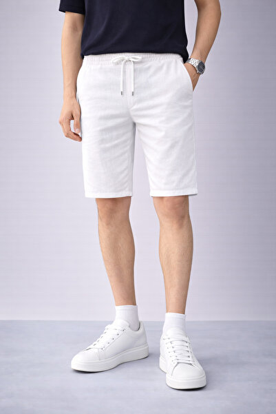 inpool Ανδρικό καλοκαιρινό βαμβακερό λινό ελαστικό σορτς τσέπης μέσης & βερμούδα