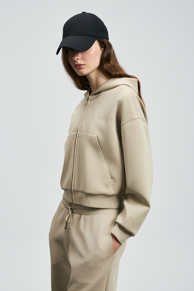 Lufian Cara Kadın Örme Sweatshırt Bej